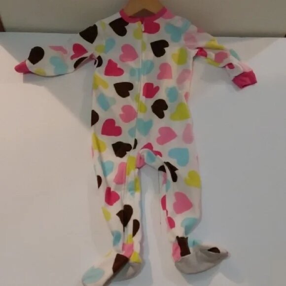 Carter's Bundle of 2 Onesies Pink Black Hearts Pink Blue Brown Yellow Hearts - Picture 9 of 10